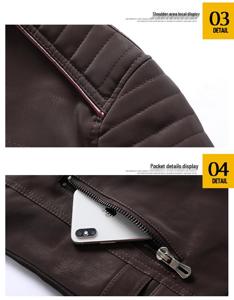 Men's PU Leather Aviator Motorcycle Jacket with Multi-Embroidery - Trendy Youth Fashion