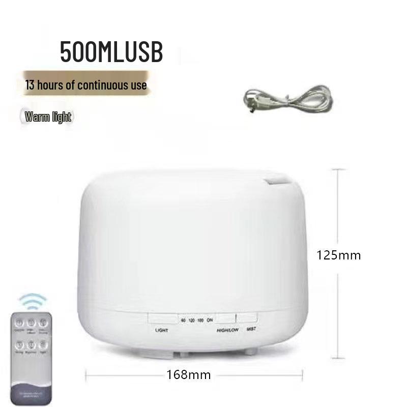 500ML Ultrasonic Air Humidifier & Aroma Diffuser - Muji Style, USB, Large Capacity
