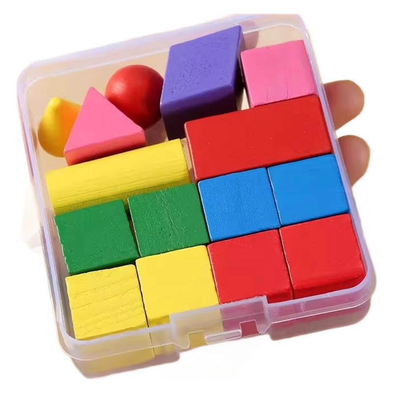 15-Piece 3D Geometric Shape Set: Cube, Cylinder, Cone, Rectangular Prism for Elementary Math Teaching