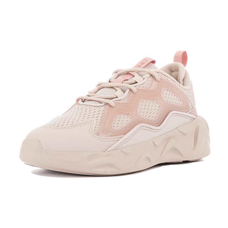 New Anta Chao Bai Collection Cushioning Anti Slip Wear Resistant Breathability Low Top Chunky Sneakers Women's Pink 122118840-3