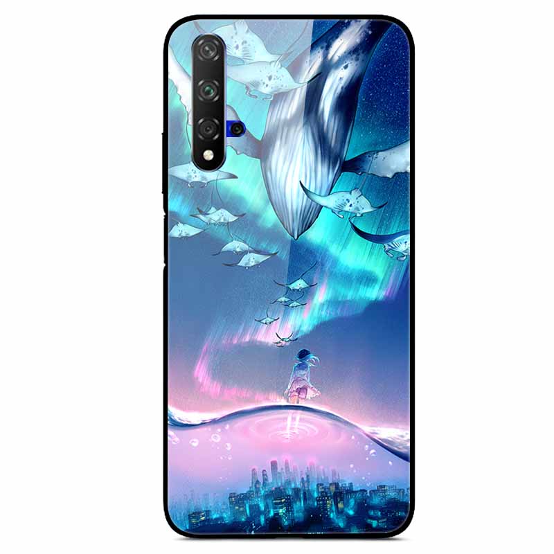 For Honor 20 Case 20E 20Lite 20Pro Fashion Tempered Glass Hard Back Cover For Honor 20E Phone Case Fundas Honor 20 Lite Pro Cat Honor 20 Pro кофейный