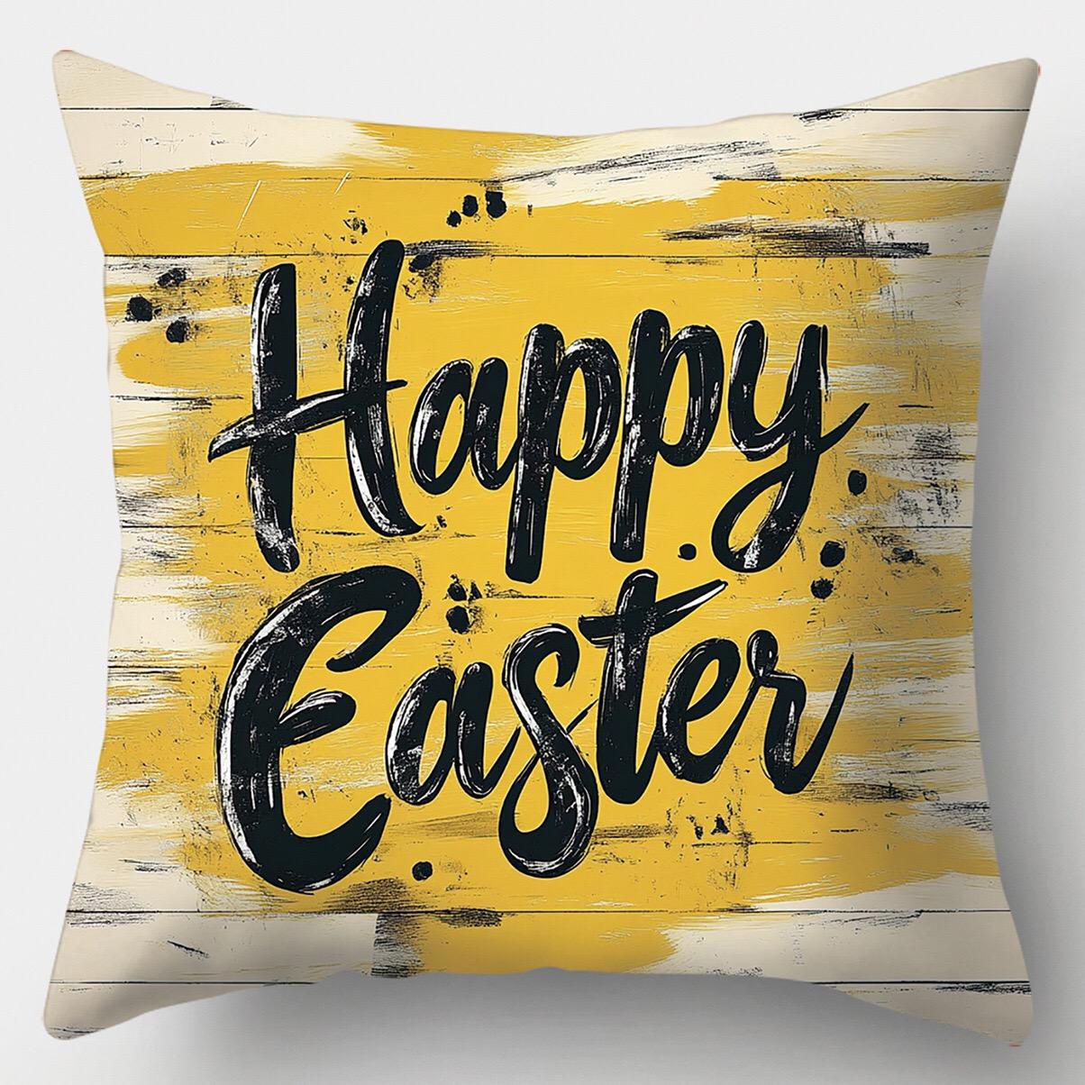 

Happy Easter Bunny Decorative Throw Pillow Cover D Printed Polyester Sofa Cushion Case for Spring Home Decor 40cmx40cm
