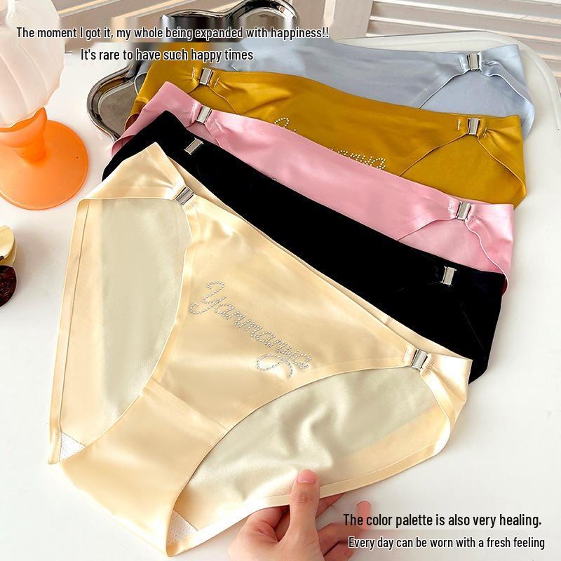 Satin nahtlose Low-Waist Hohl-Unterwäsche mit abnehmbarer Ring-Schnalle