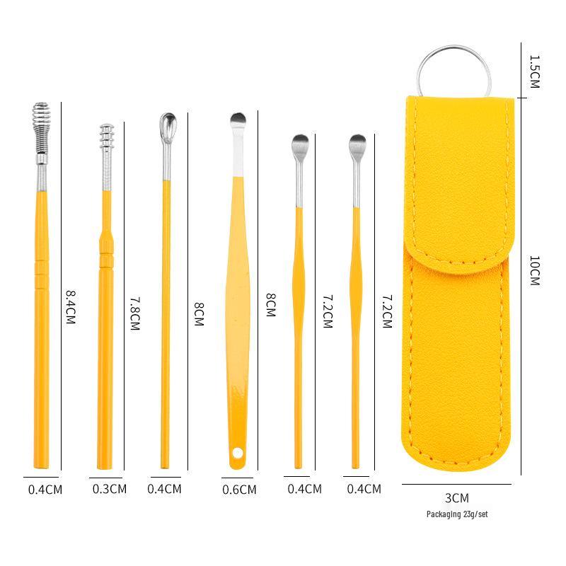 Stainless Steel Ear Pick Set - Six-Piece Ear Cleaning Tool Kit