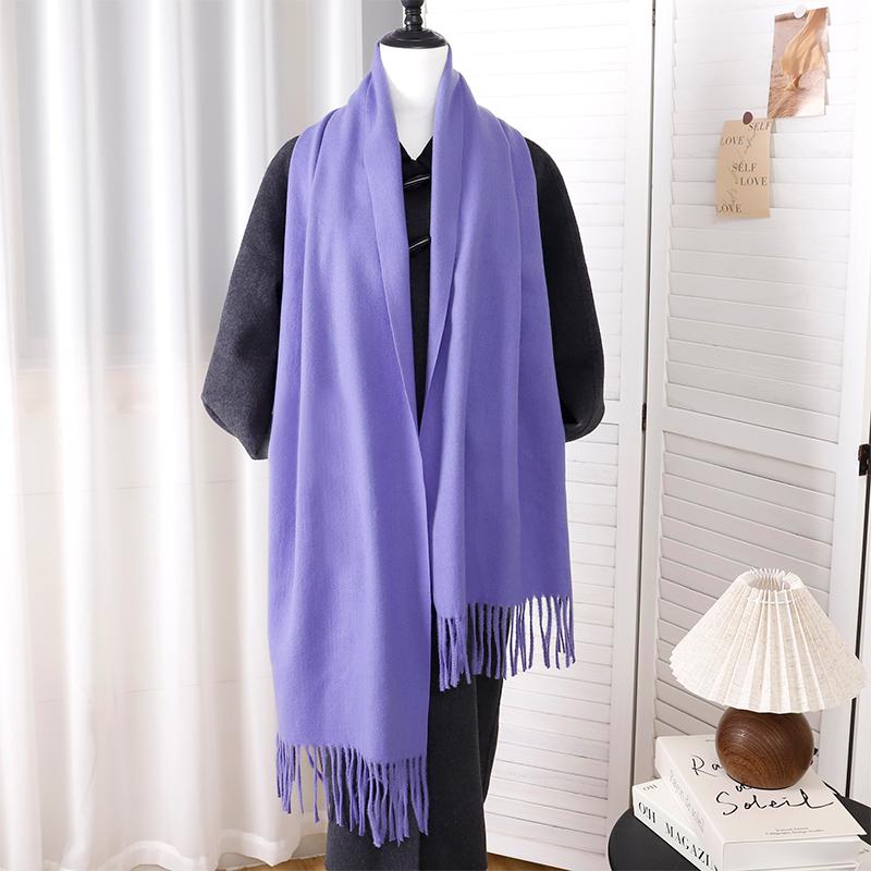 New Designer Luxury Women Warm Scarf Winter Cashmere Shawls Thick Solid Neckerchief Hijab Wraps Tassls Pashmina Foulard