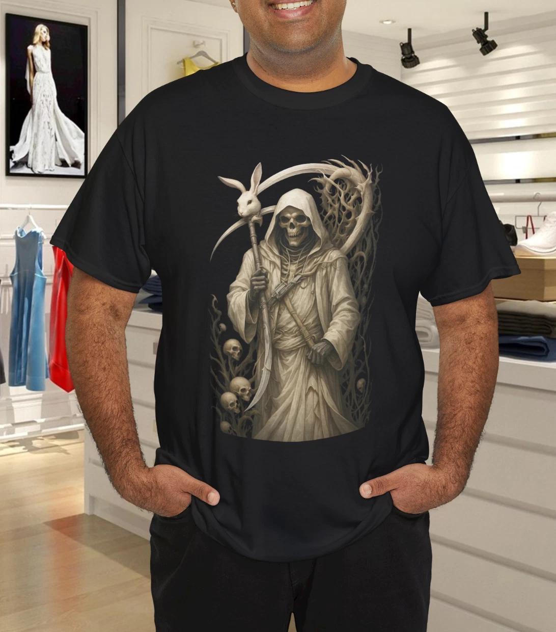 White Grim Reaper Cotton Unisex T-Shirt M