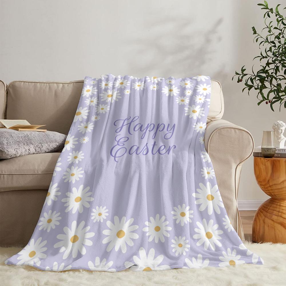 GUOYU Blanket Happy Easter Throw Soft Flannel Throw Summer Blanket Lightweight Cozy Nap Blanket for Sofa Bed Travel