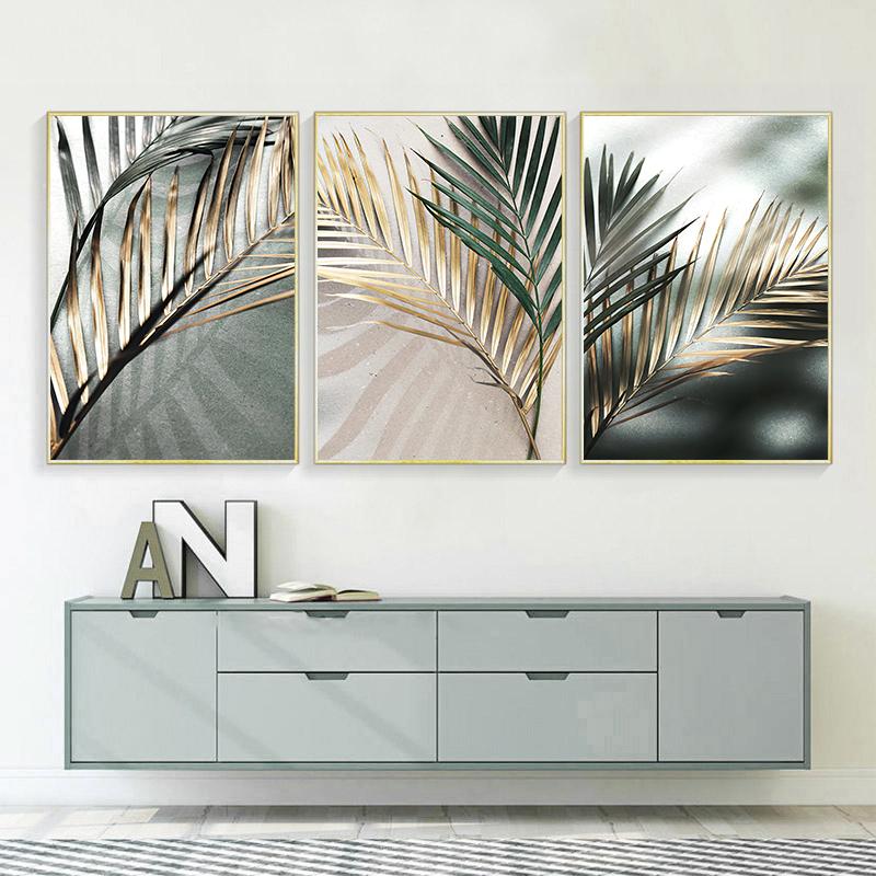Nordic Green Plant Leaf Poster Decoration Scandinavian Home Decor Canvas Print Wall Art Painting Modern Pictures for Living Room