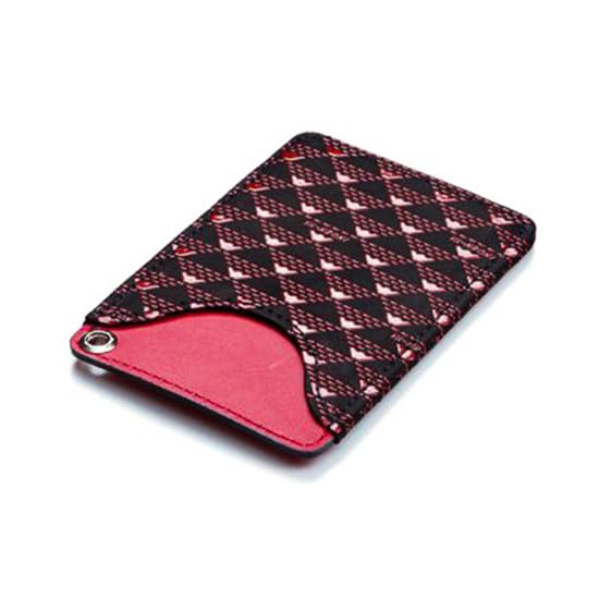 Inden Pass Case with a Takane and Fuji a Traditional Koshu Inden Deerskin and Original Brand Inden-ya Mt. Design, Craft, Lacquer, (No. 2805, Red)