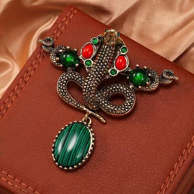 Türkis Antik Retro Tier Schlangen Serie Brosche Damen High-End Nische Brosche
