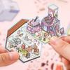 8 Set 3D Cute Miniature House Sticker Book Stackable Diorama Decals for Stress Relief Journaling  Micro Landscape Collage Set