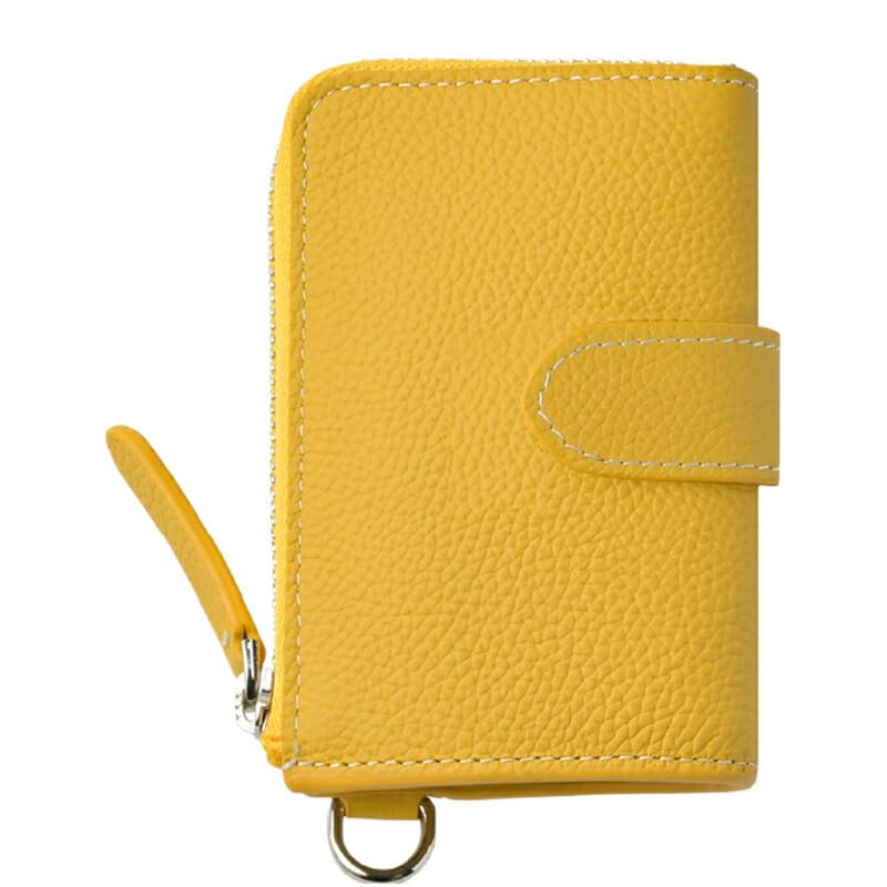 DEMIU ROND Geldbörse, Kartenetui, Münzbörse, Kartenaufbewahrung, Münzfach, D-Ring, Safran