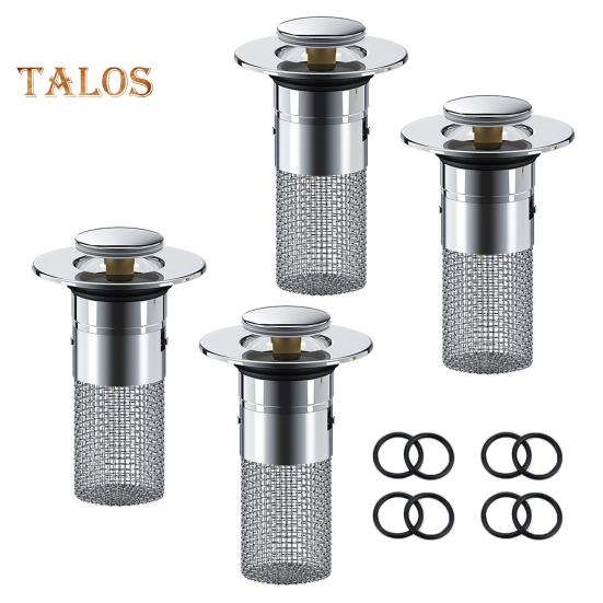 1/2/4 Sets Leakage Stopper Stainless Steel Floor Drain Filter Bathroom Sink Stopper Drain Stopper Filter Bathtub Drain Hair Catcher