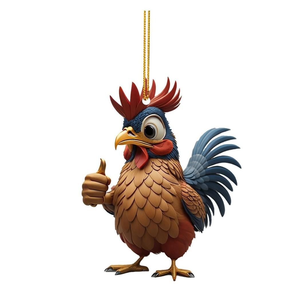 Acrylic Christmas Festive Chicken Car Charm Perfect For Enhancing Holiday Atmosphere Home