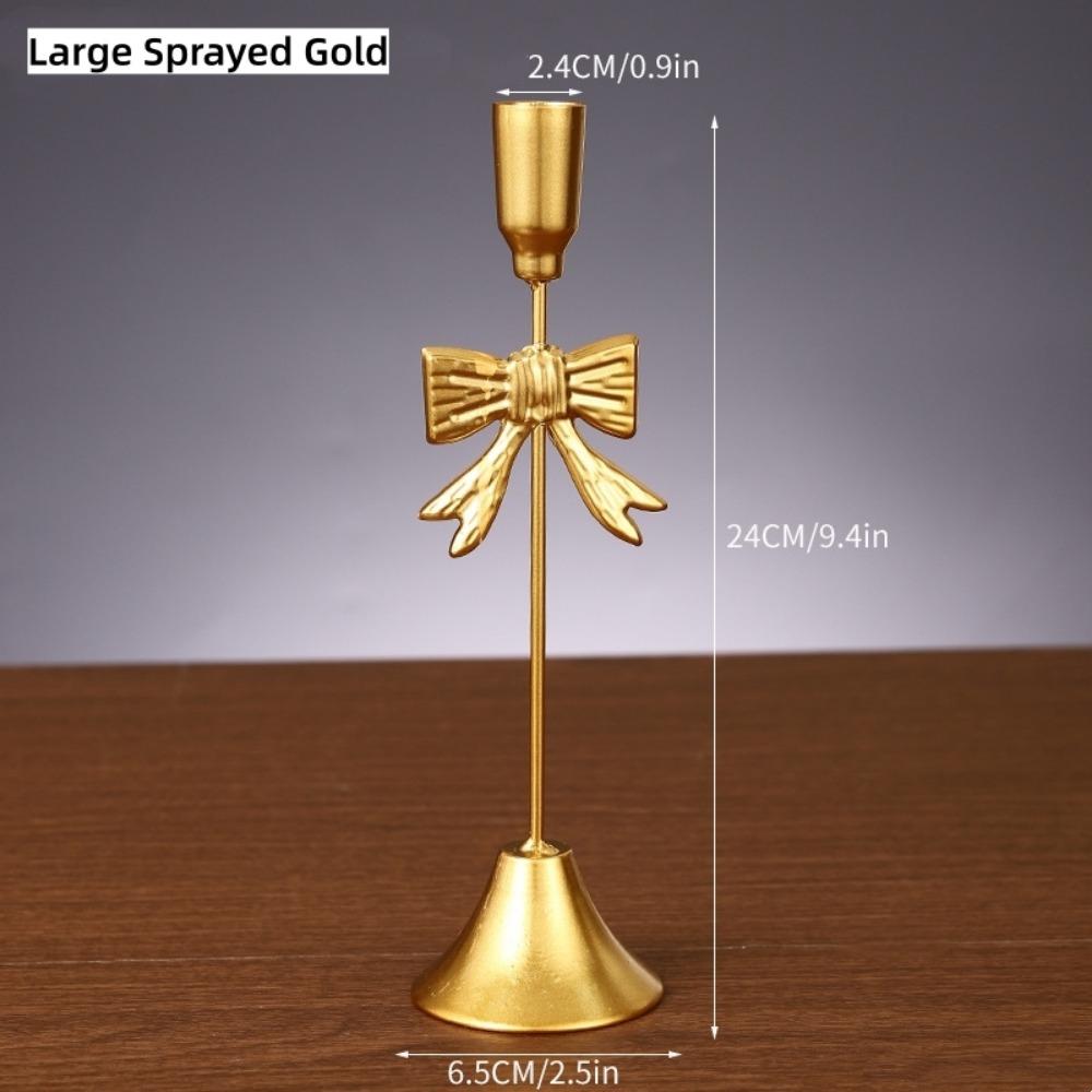 Iron Candlestick Golden Taper Candle Stands Classic Bow Candle Holder  For Wedding/Table Decor