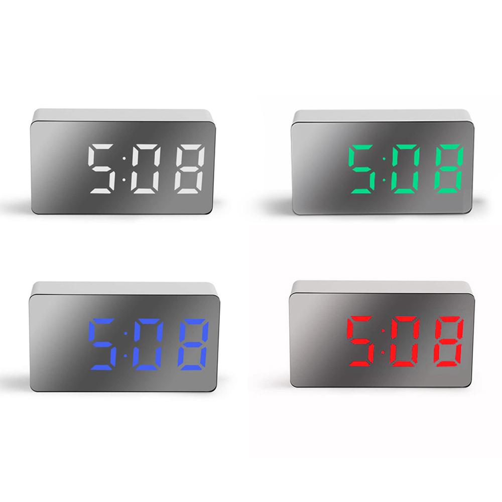 Led Mirror Alarm Clock Mini Home Decorative Electronic Digital Alarm Display Time Night Desktop USB Clock Desk Bedroom Decor