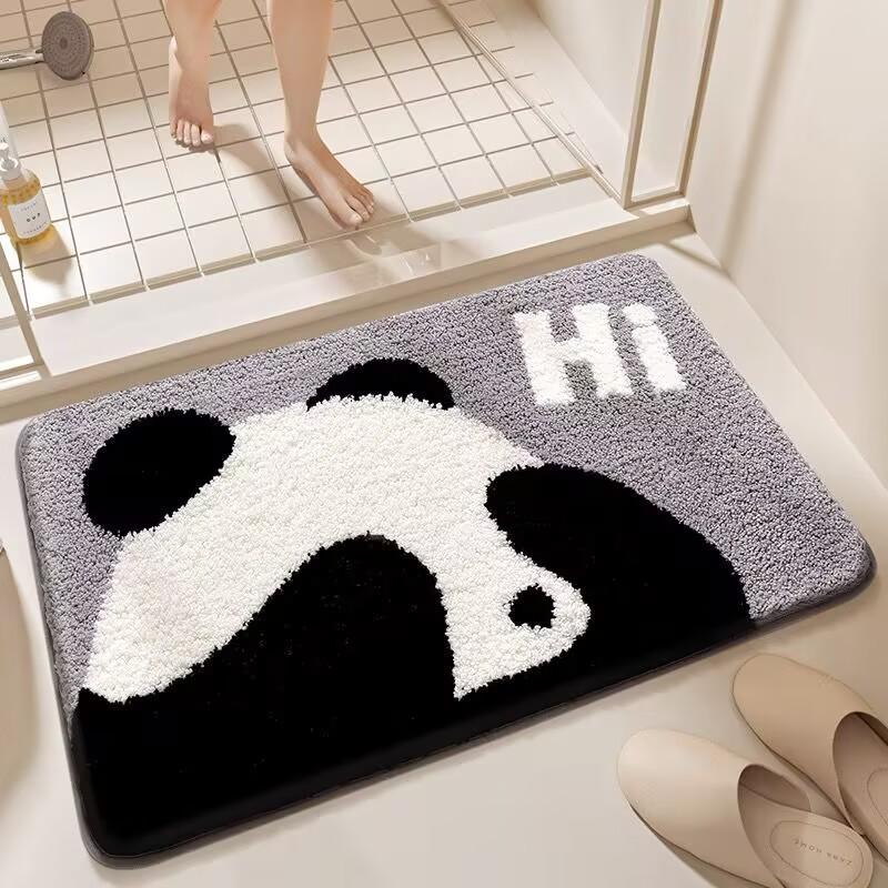Soft Faux Wool Bath Mat With Cartoon Frog Design Non-Slip Absorbent Floor Rug Bathroom Bedroom