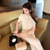 7809 Spring Minimalist Knit Two-Piece: Elegant & Versatile Casual Wear Set