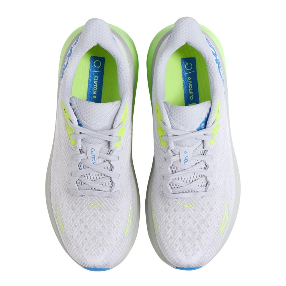 HOKA Clifton 9 Running Medium Gray with Flash Yellow Sneakers for Jogging and Walking Shoes, (1127895-STLC), (Medium Gray/Size 28.5/Men's)