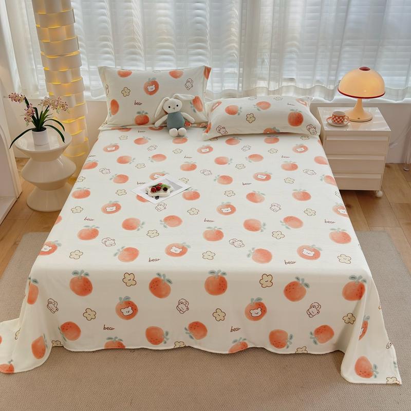 3Pcs Botanical Floral Style Bed Sheet Set Flannel Bed Sheets for Fall and Winter Luxury Super Soft Cozy Queen Size Bedding Set