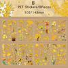 8pcs/pack Plants Flowers Leaf PET Stickers Decor Scrapbooking Collage Junk Journal Planner Decor Sticker Stationery
