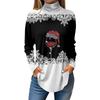 Women Fall Casual Long Sleeve Shirts Sweatshirt Vintage Printed High Neck Top Pullover