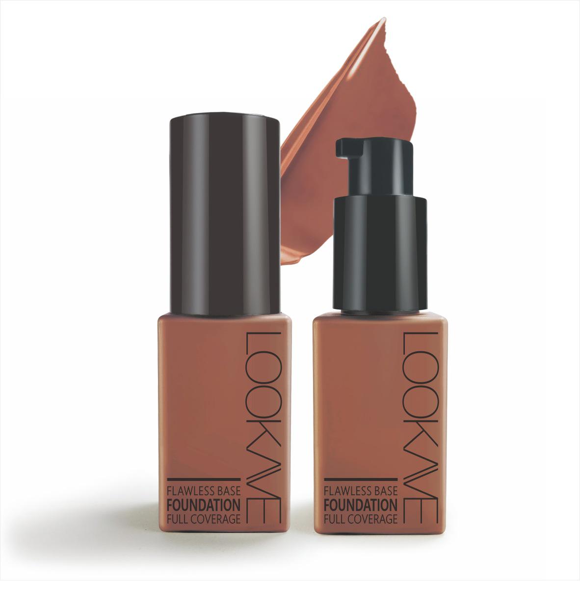 LOOKAVE 8-цветная стойкая, не отпечатывающаяся, водостойкая, потостойкая тональная основа и матирующая пудра-консилер.