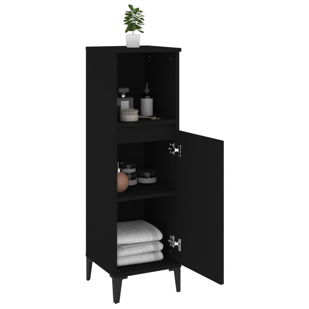 Bathroom Cabinet Black 30x30x100 cm Particleboard