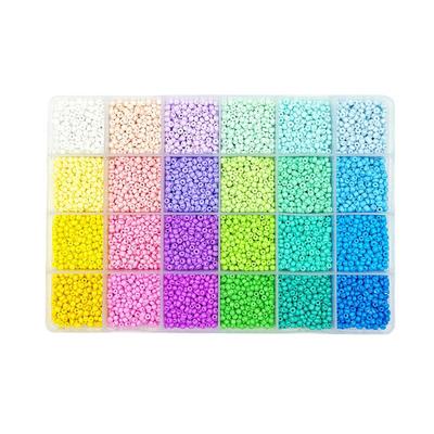 24 Slot Macaron Color Matching Baking Paint Beads Set Glass Beads Box Beads for DIY Bracelets and Necklace