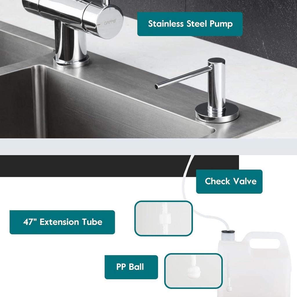 304 Stainless Steel Soap Dispenser with 1.2m Extension Tube & 500ml Container