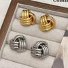 PONYKISS  Sterling Silver Distorted Cross Geometric Stud Earrings for Women Minimalist Fine  Trendy Accessories