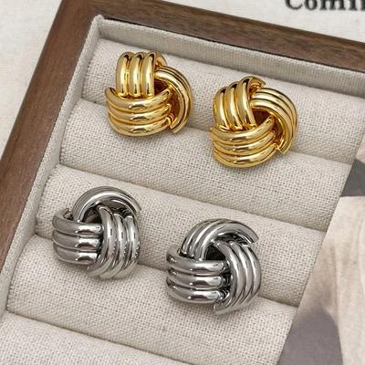 PONYKISS  Sterling Silver Distorted Cross Geometric Stud Earrings for Women Minimalist Fine  Trendy Accessories