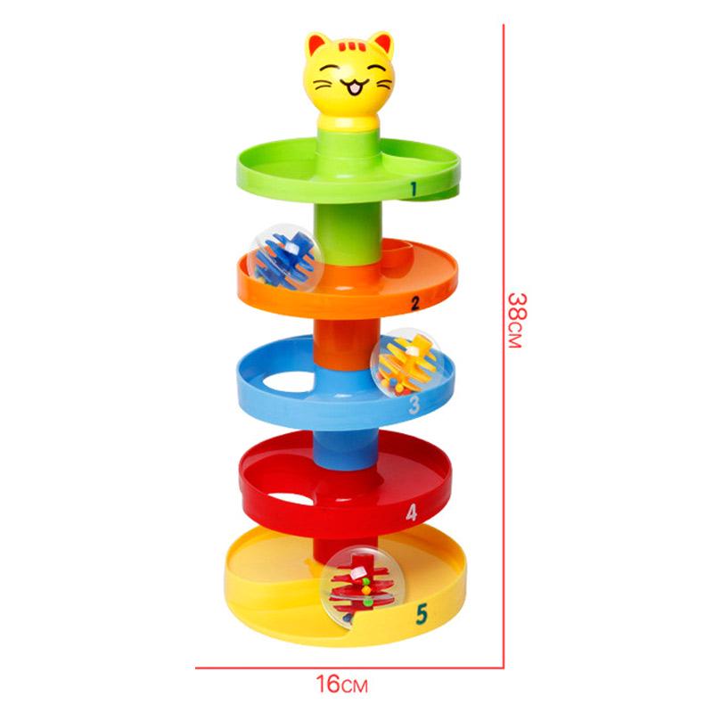 5 Layers 5 Balls Colcolo Ball Drop and Roll Swirling Tower Fine Motor Skills Learning Stack Drop and Go Ball Ramp Toy for Development Educational Toys Kids Toddler