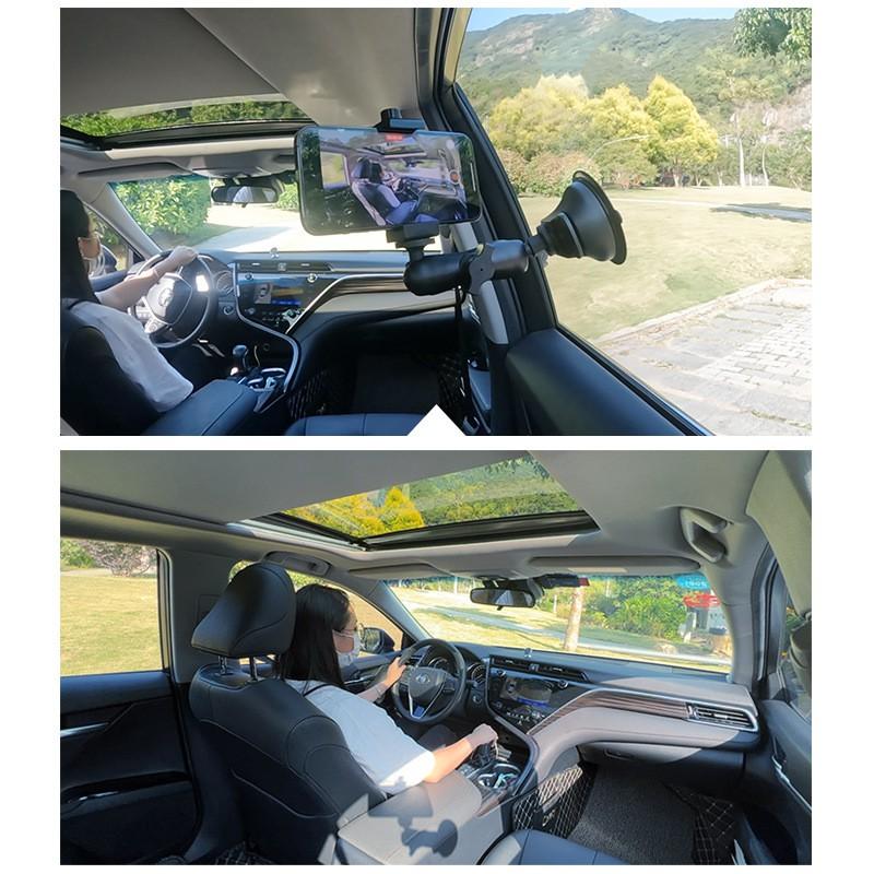 Aluminum Car Mount Phone Holder With Suction Cup Ball Head Dashcam POV Driving Video Recording