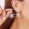 Crystal Zircon Pearl Christmas Stud Earrings Snowflake Long Tassel Earring  Party Accessories