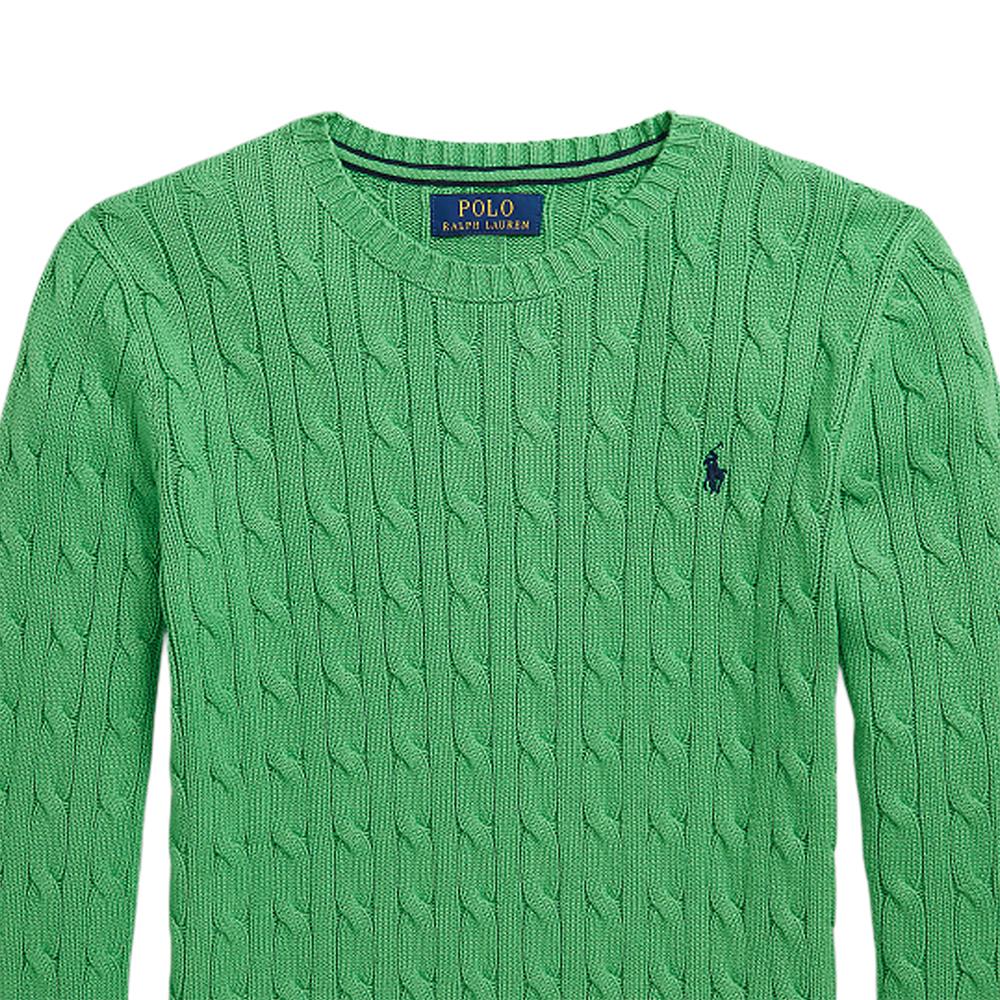 Polo Ralph Lauren Sweater Ss24 Solid Color Logo Embroidery Cable Knit Long Sleeve Kids sweater Green CWPOSWEY6820491-300
