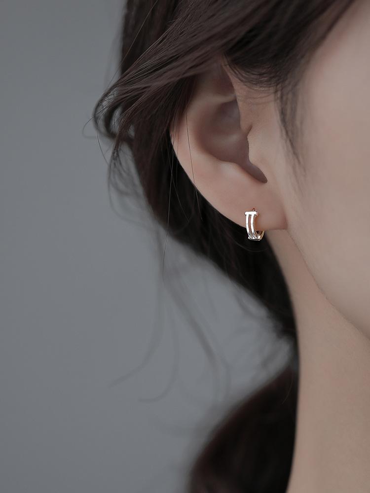 2025 New Trendy 925 Sterling Silver Plain Hoop Earrings for Women Gold Plated Ear Clips Light Luxury Ear Jewelry