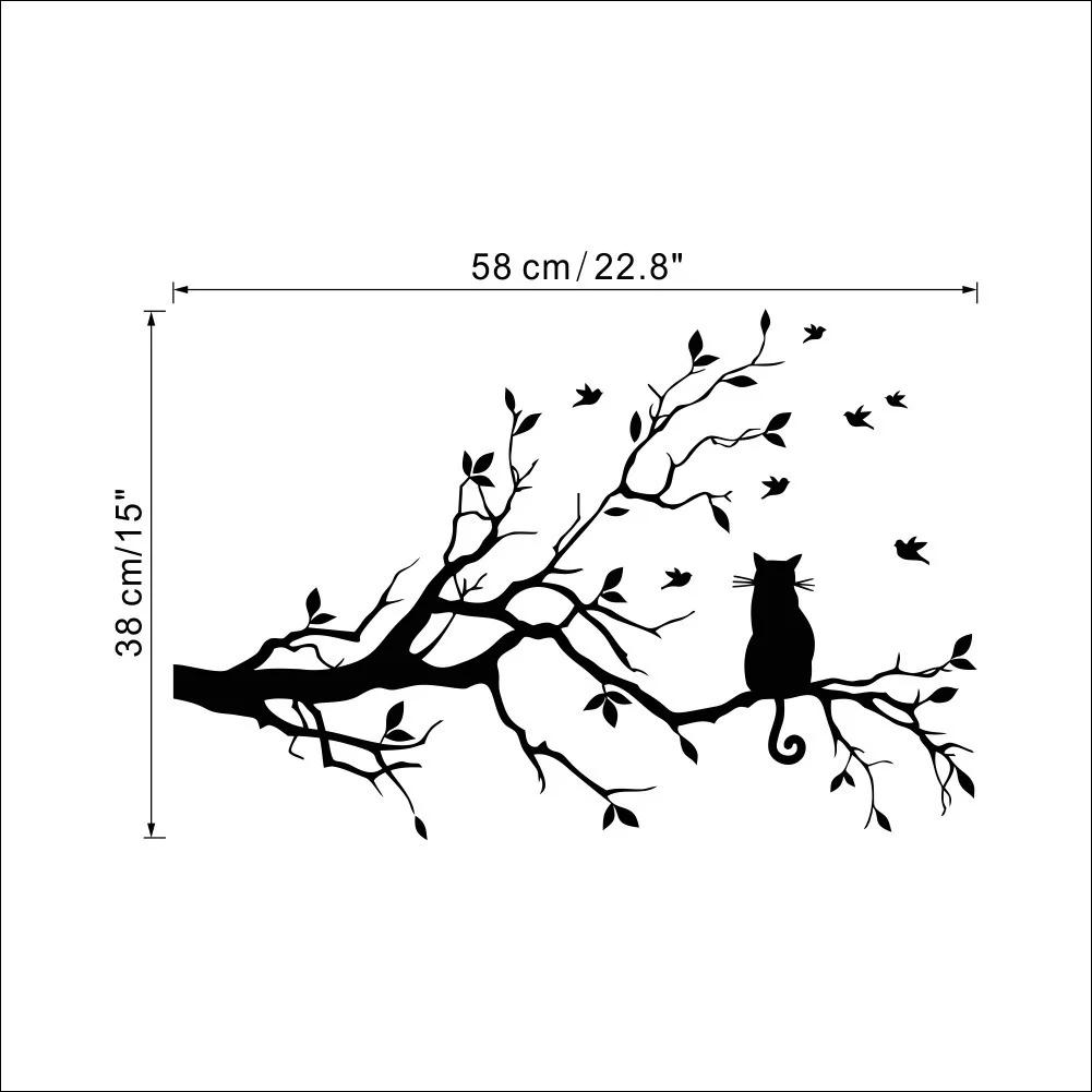 Vinyl Squirrel On Long Tree Branch Wall Sticker Animals Cats Art Decal Kids Room Home Decoration Room Wall Art Wallpaper