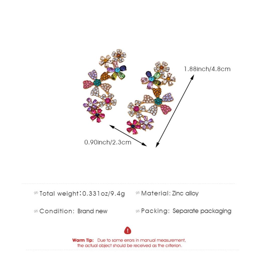 Colorful Rhinestone Flower Ear Climber Earrings Multi Floral Cuff Earrings for Women