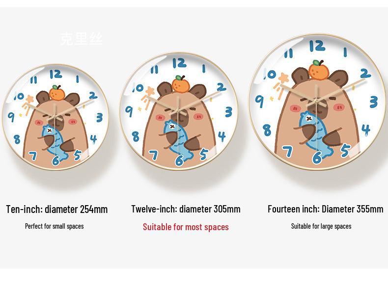 Capybara Cartoon Wall Clock: Cute, Creative, Automatic Time Adjustment for Living Room & Bedroom Decor
