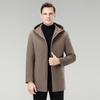 Brand Men's Korean-Style Wool Hooded Mid-Length Double-Faced Wool Down Coat Windbreaker