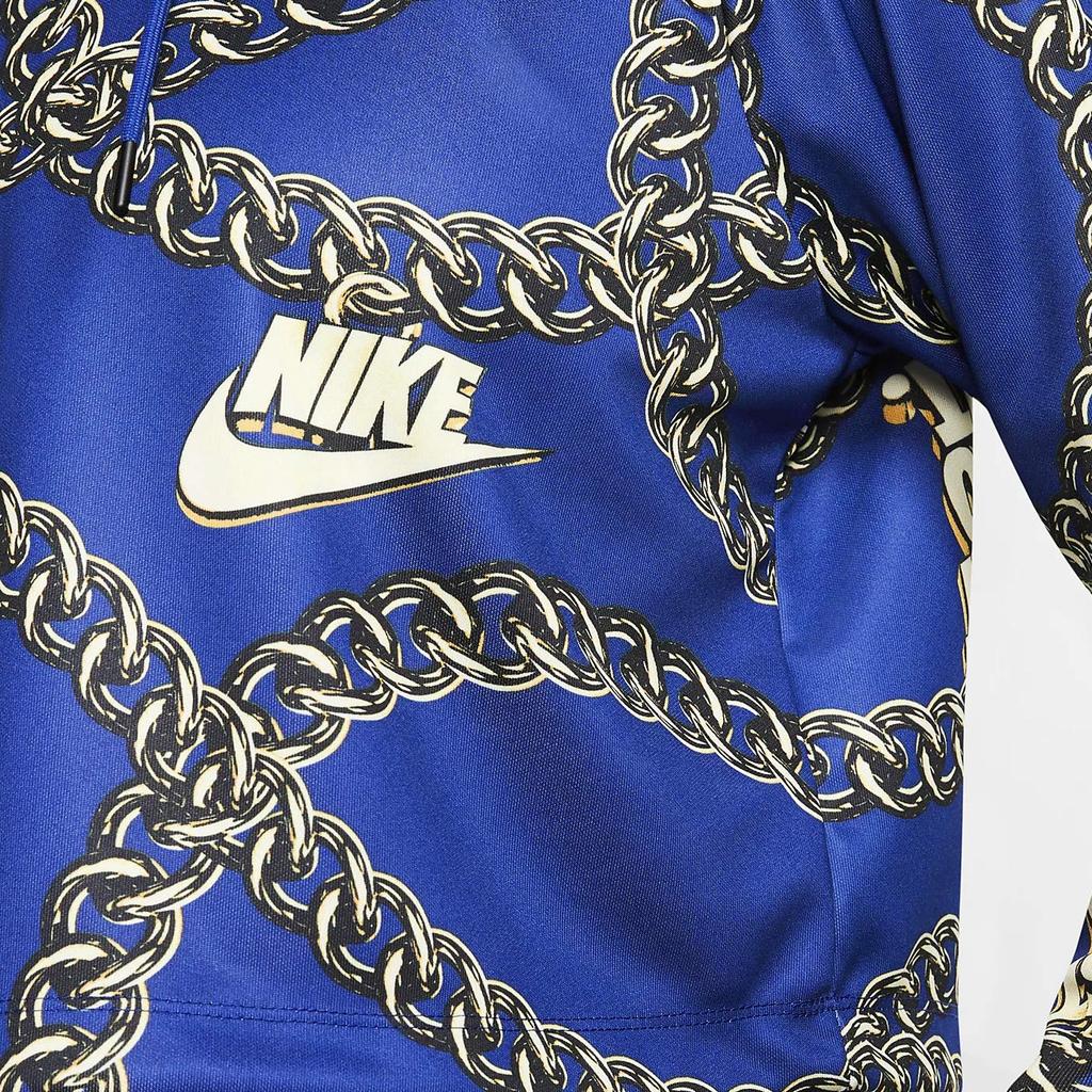 Nike Chain Pattern Full Print Hoodie Women Hoodies Blue CJ6306-455