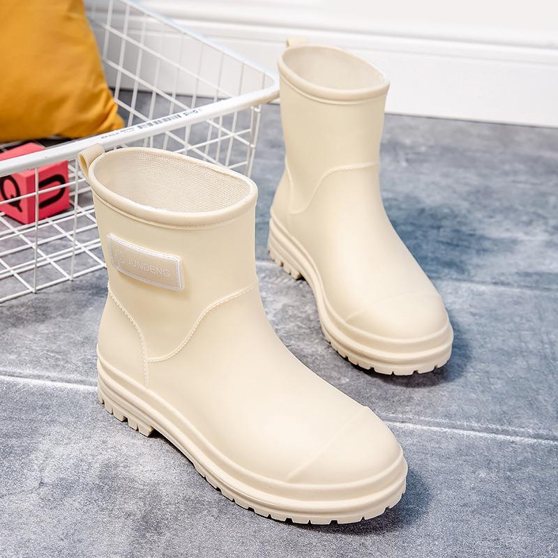 British Women's Rain Shoes Fashionable Women's Wading Shoes Thickened Non-slip Waterproof Rubber Shoes Trendy Overshoes Water Shoes