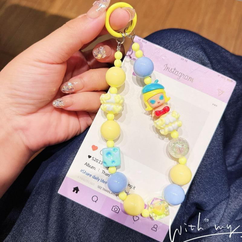 Hand-painted Beaded Cartoon Doll Mobile Phone Chain Mobile Phone Pendant Back Clip Blind Box Key Chain Pendant
