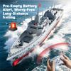Remote Control Boat Toy With 2.4 Ghz Steering, Water Action Feature, Twin Drive Power And Warship Model For Pond And Lake