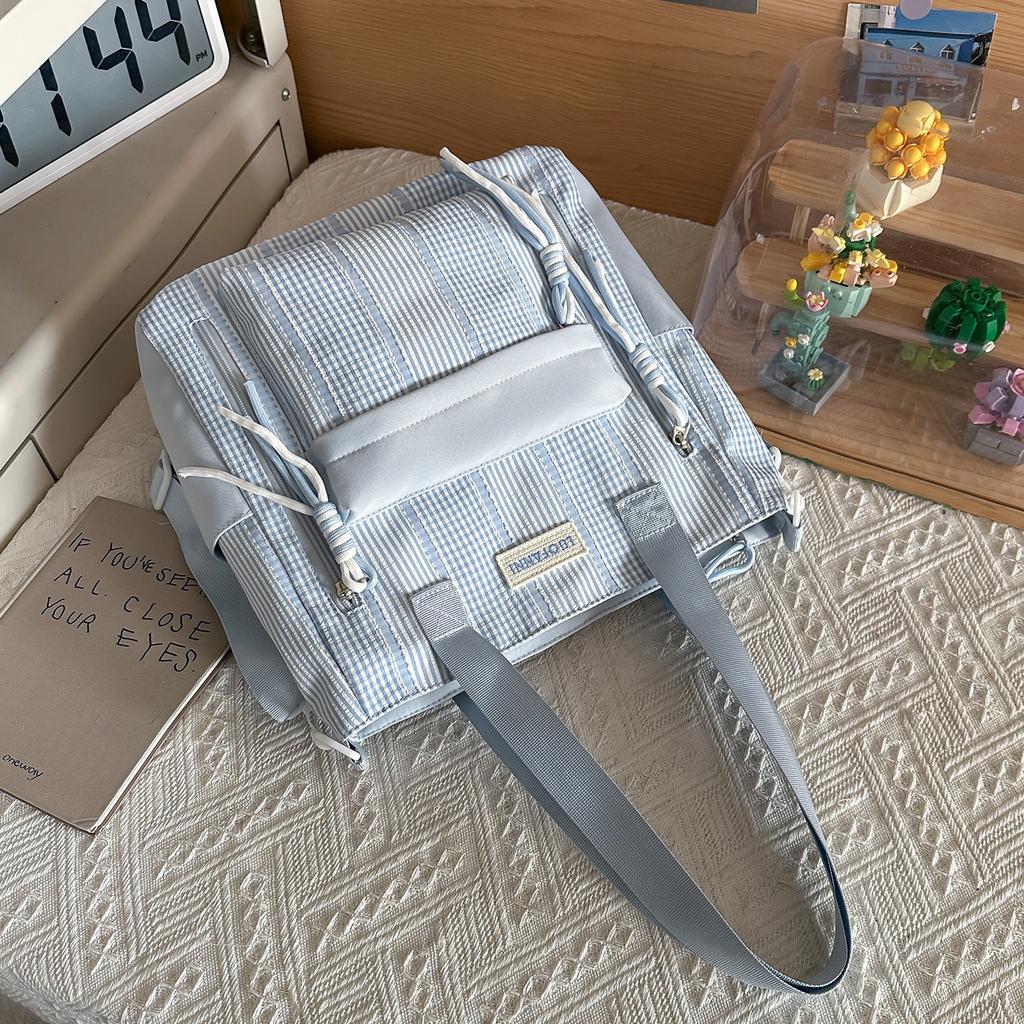 Schoolbag Female Japanese ins Small Fresh Junior High School High School Striped Backpack Light Casual College Student Backpack