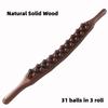 Premium Guasha Wood Stick Massage Tool with 31 Beads for Body Sculpting Fascia Release Lymphatic Drainage Natural Wood Massager