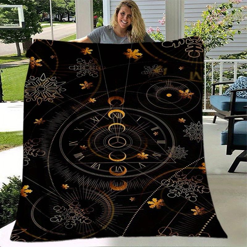 1pc Moon Printing Lightweight Flannel Blanket, Comfortable and Warm Blanket, for Camping Sofa Bed and Couch Office, Gift