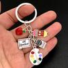 Klassisches Zeichenbrett Lineal Buntstift Bleistift Emaille Schlüsselanhänger Anhänger Für Frauen Männer Gutes Lehrergeschenk Handgemachter Schmuck