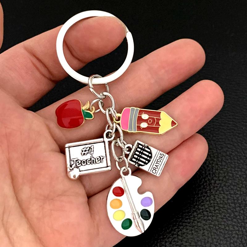 

Classic Drawing Board Ruler Crayon Pencil Enamel Keychain Pendants For Women Men Good Teacher Gift Handmade Jewelry красный